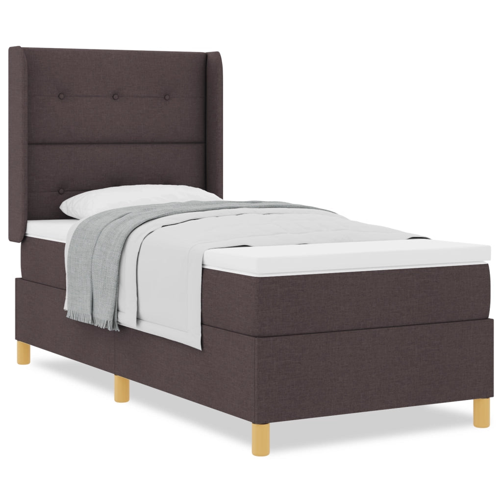 Letto con Box Spring e Materasso Marrone Scuro 90x200 cm Tessuto
