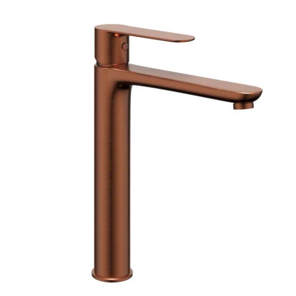 Miscelatore rubinetto oceania per lavabo con bocca alta in ottone oro rosa *** confezione 1