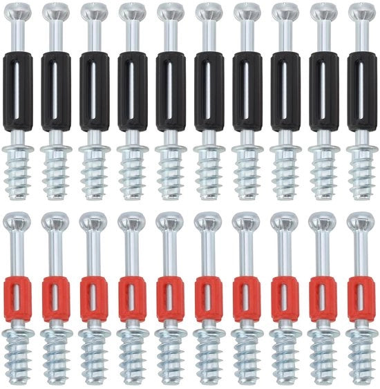 Meubelverbinding - 200 Stuks - Rood e Nero - Schroeffi per Mobili - Adatto per Cassetti - 200PCS Set