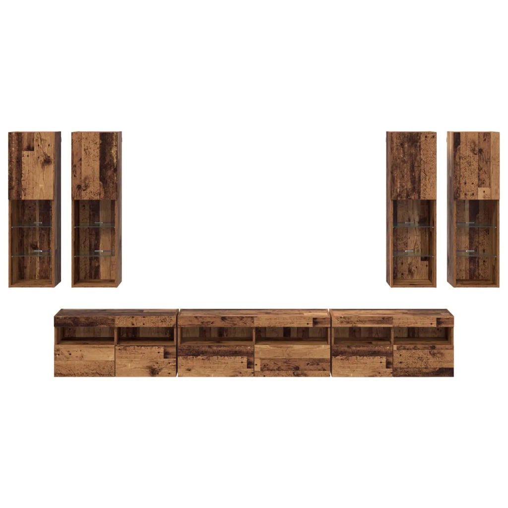 Set di Mobiletto da TV a Parete 7 pcs Legno vecchio 3402797