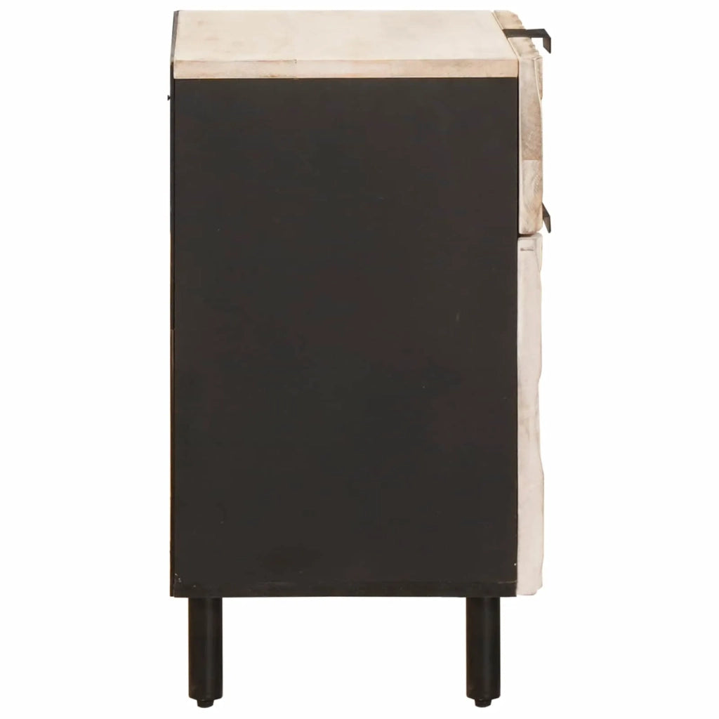 Comodino | Armadio da Notte | Mobiletto da notte Bianco 50 x 33 x 60 cm Legno di mango massello
