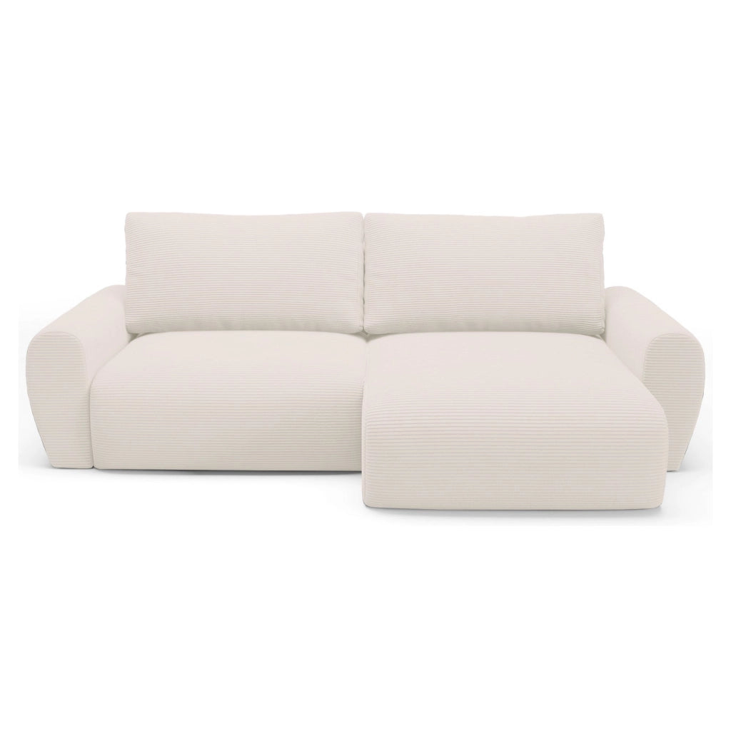 Paullo, Divano Letto con Penisola Contenitore, 253x153 cm Bianco Crema