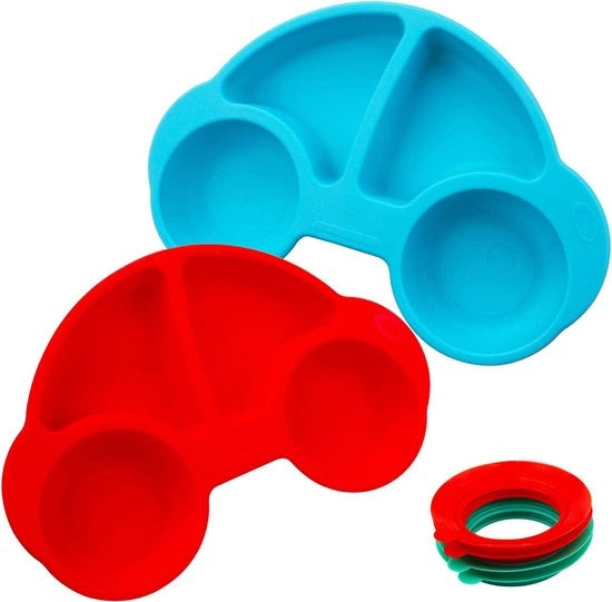 Piatto con Compartimenti per Bambini - Tavola per Bambini con Cupo di Suction e Supporto Antiscivolo