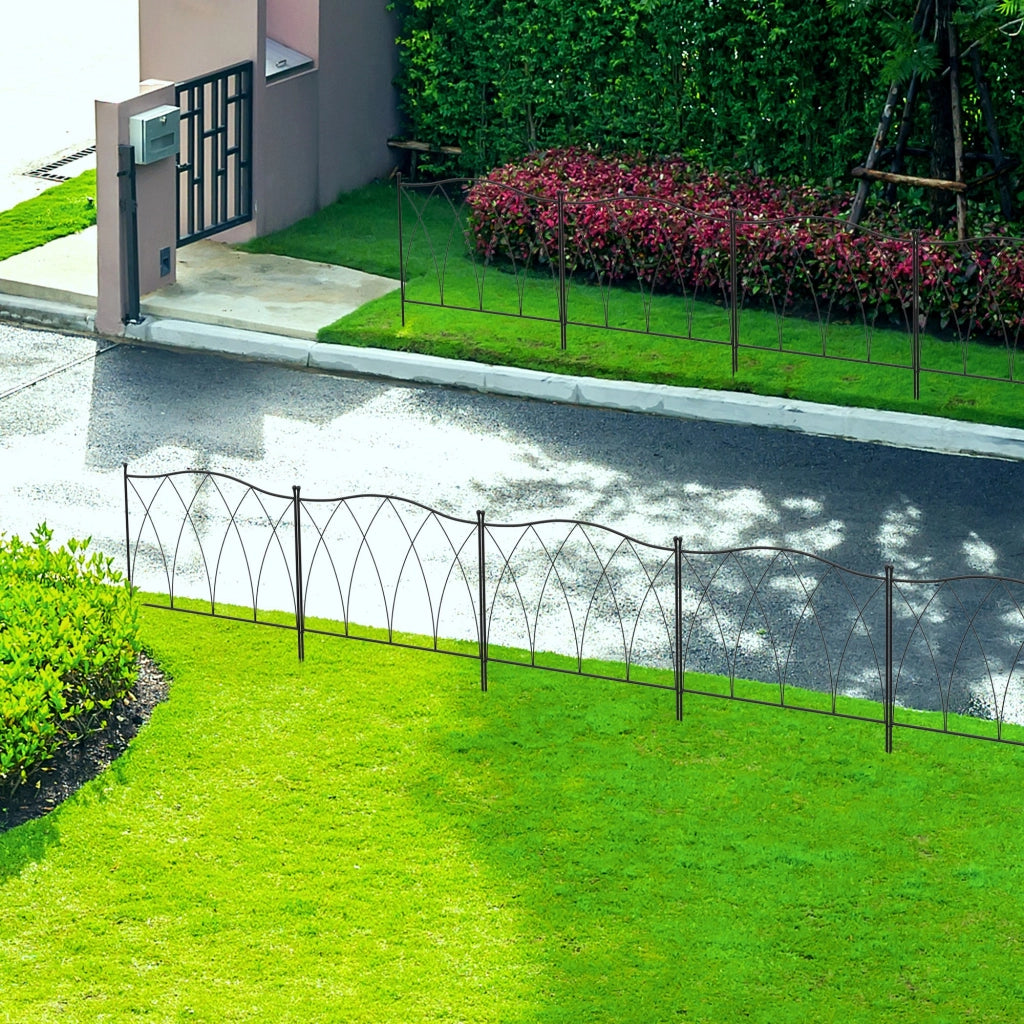 Recinzione decorativa per giardino ¨C zephmum ¨C 5 pezzi, metallo, nero, 305x62 cm