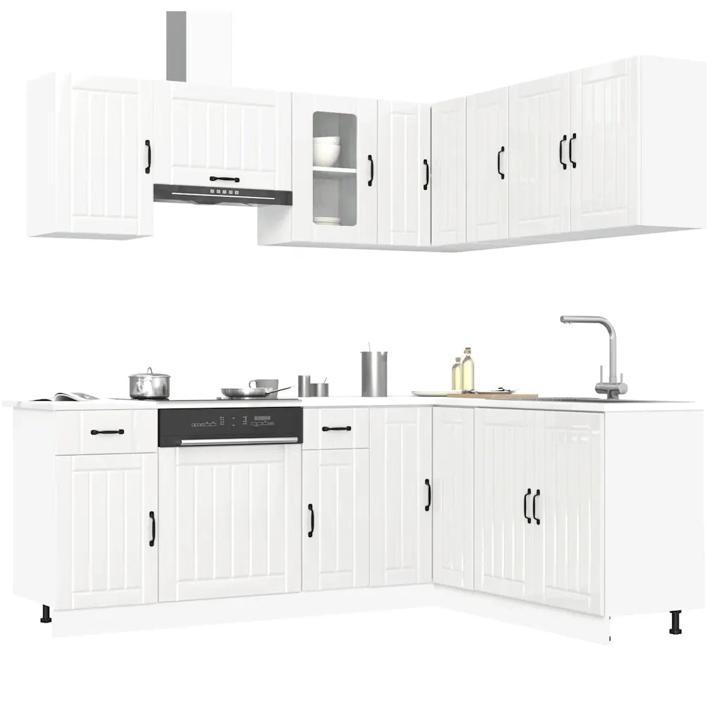 Set Mobili da Cucina 11 pz Lucca Bianchi Lucido in Truciolato 3314953