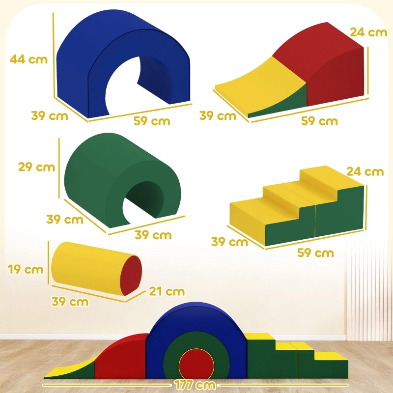 Set di 5 blocchi da costruzione morbidi per neonati e bambini piccoli, in schiuma, similpelle, 5 forme creative, set per interni per arrampicarsi,