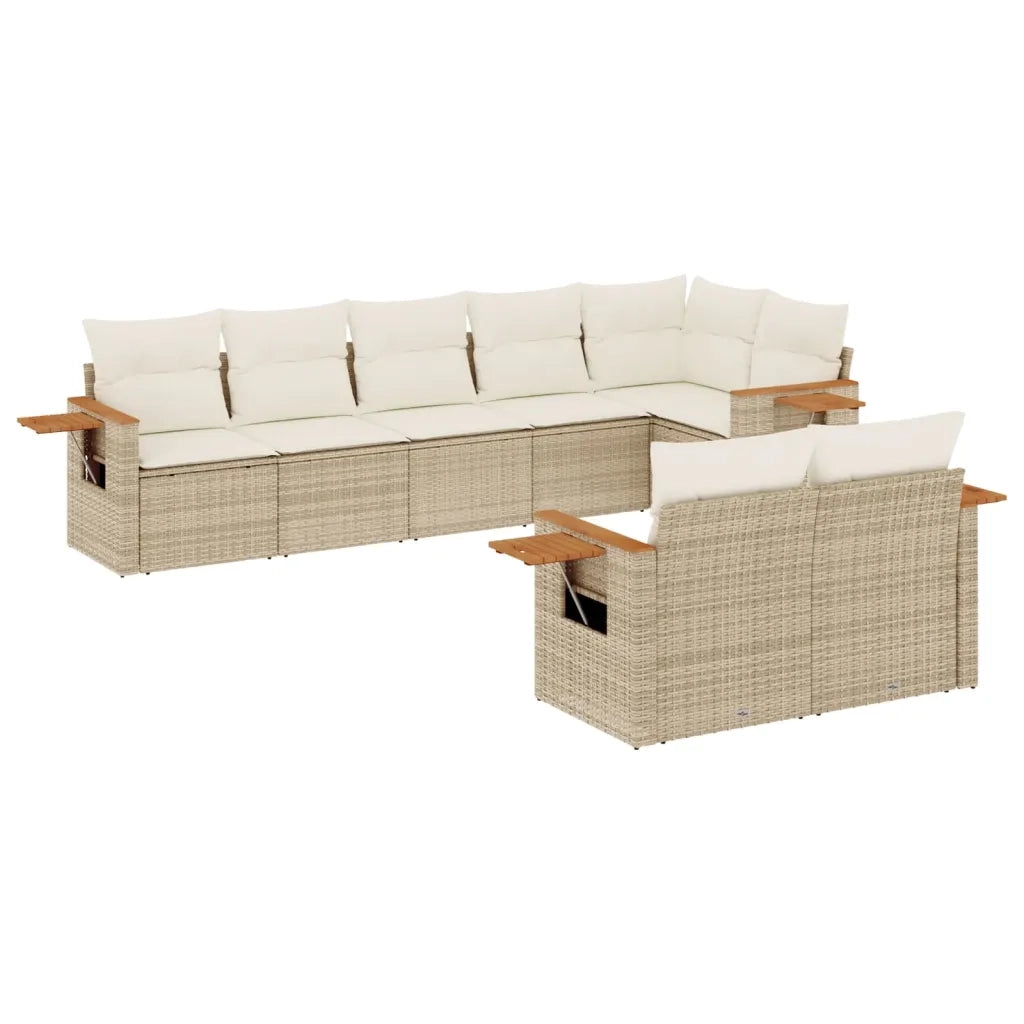 Set Divano da Giardino 8 pz con Cuscini Beige in Polyrattan 3259391