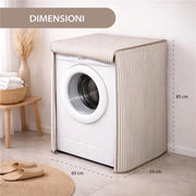 COPRILAVATRICE IN TESSUTO CON CHIUSURA ZIP, CON FANTASIA A RIGHE MARRONE, DIMENSIONI 65X55X85CM