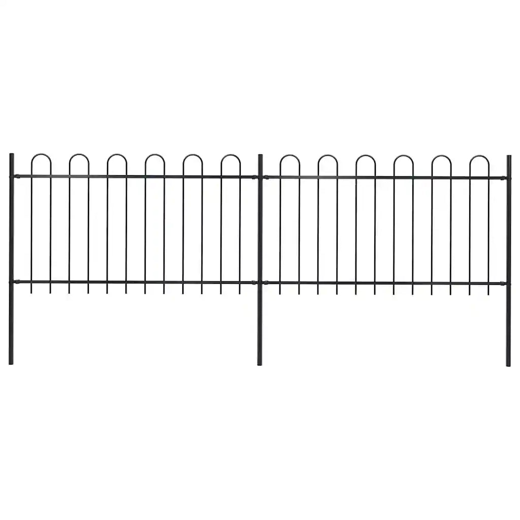 Recinzione da Giardino con Parte Superiore ad Anello in Acciaio 337x100 cm Nera 277657