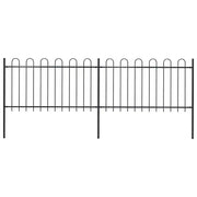 Recinzione da Giardino con Parte Superiore ad Anello in Acciaio 337x100 cm Nera 277657
