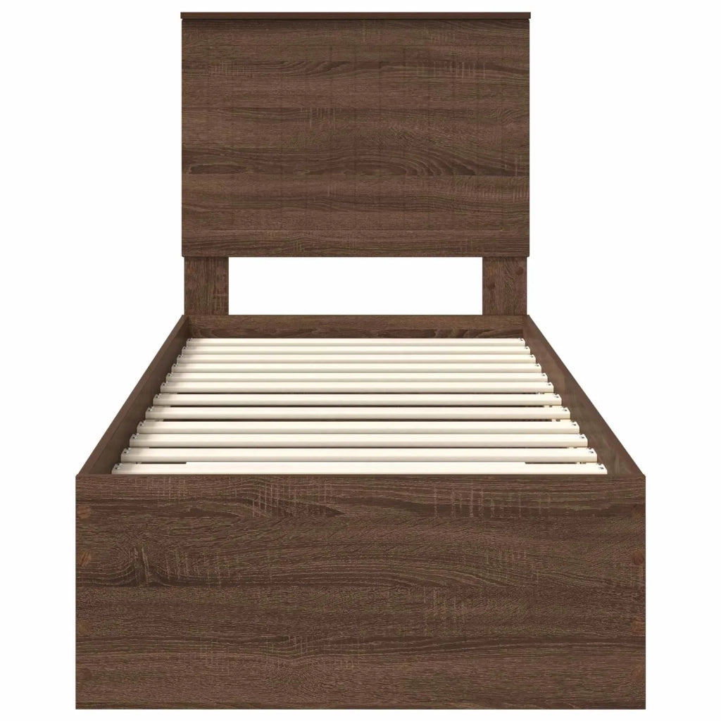 Letto singolo | Letto per adulti | Struttura del letto Rovere Marrone e Argento 70 x 190 cm