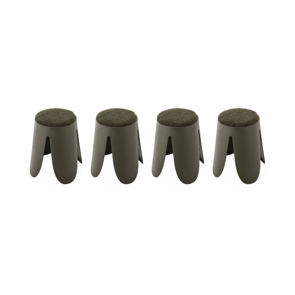 Set 4 sgabelli impilabili in bouclé, kaki