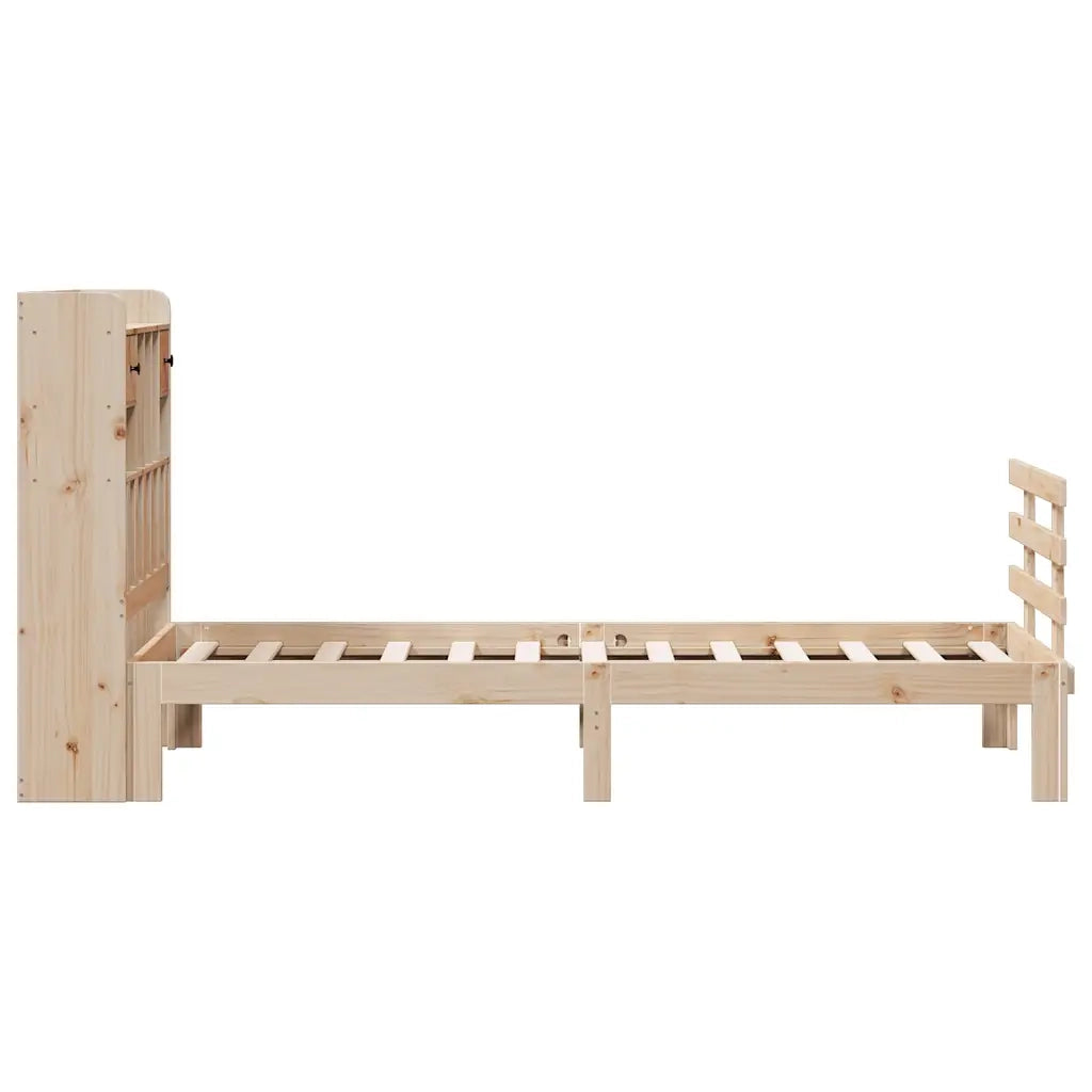 Letto Libreria senza Materasso-Struttura Letto con contenitore 90x190 cm Legno Massello Pino 801604