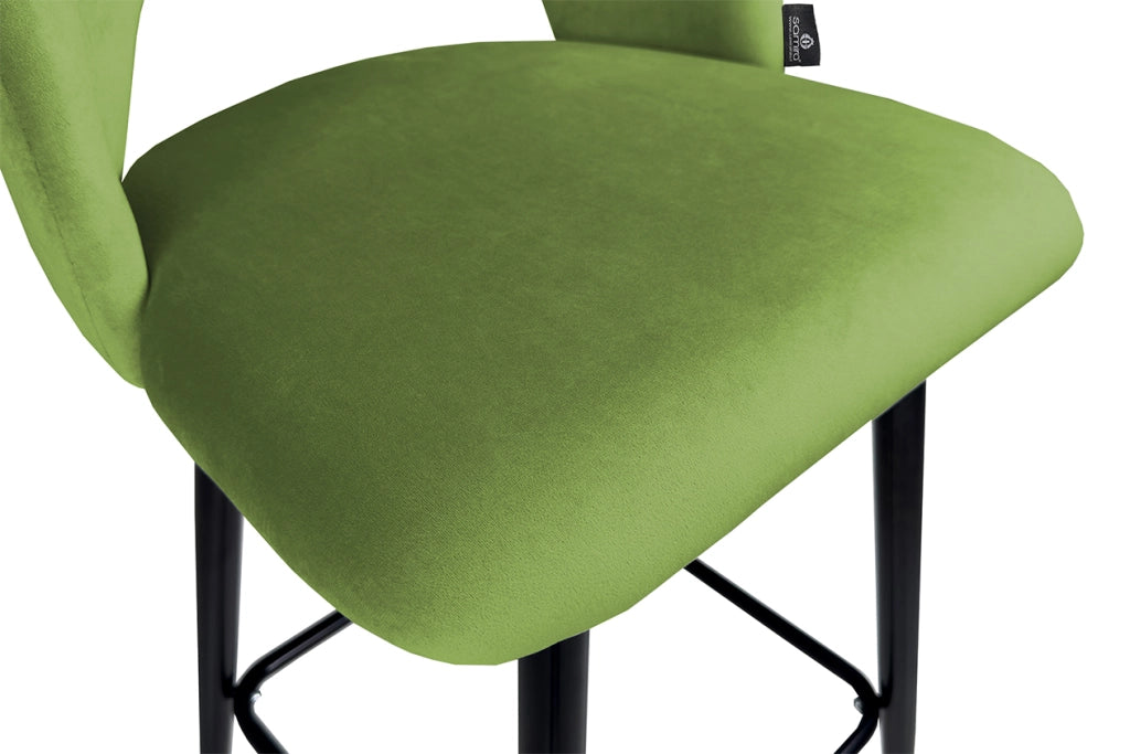 Sgabello cucina imbottito, sgabello alto in velluto verde pistacchio - Zoe - SG39ZOPM