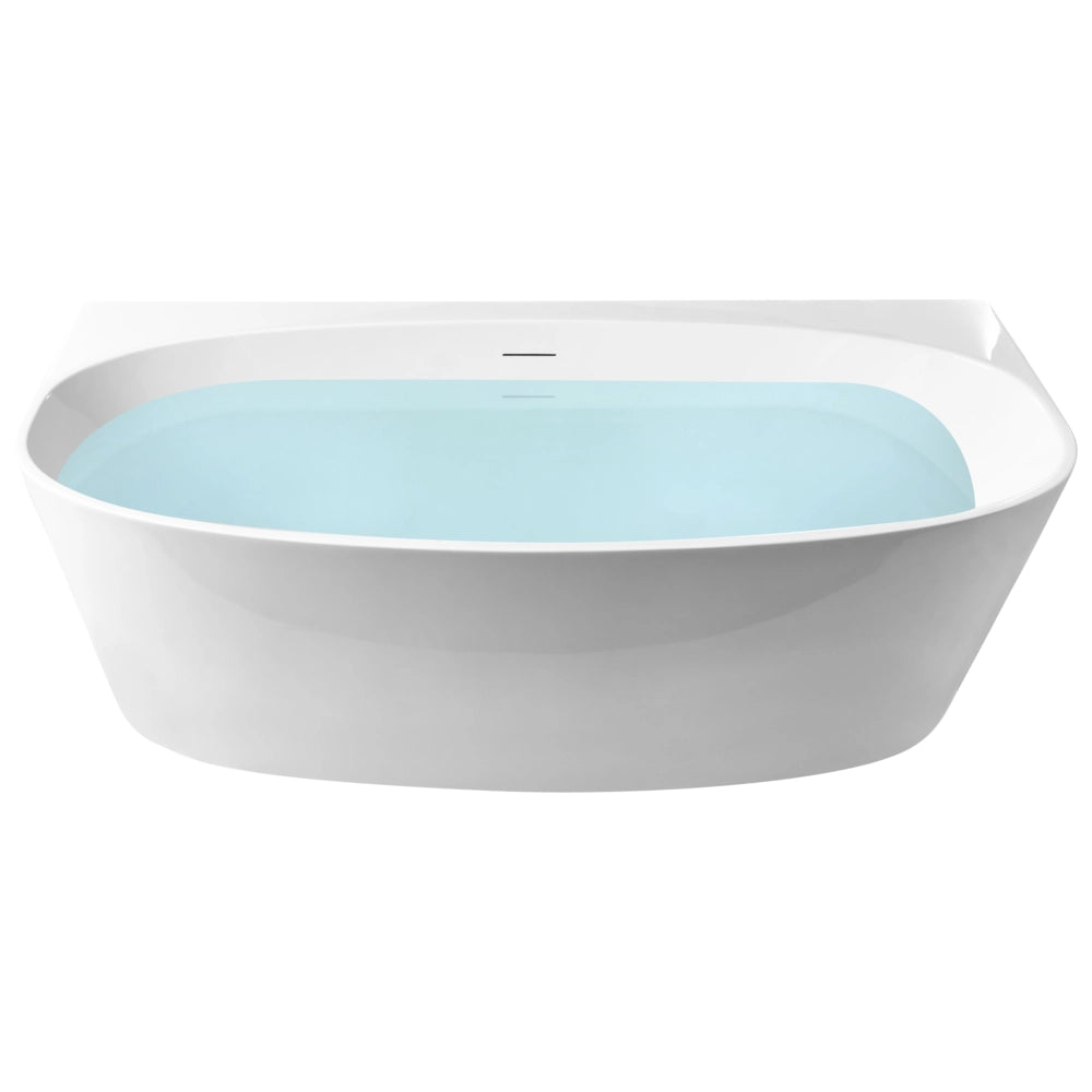 Vasca da bagno in acrilico ovale a filo parete 170 x 80 cm Bianca stile moderno