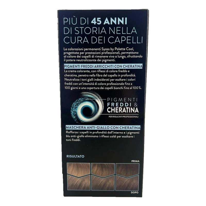 PALETTE SYOSS COLORAZIONE PERMANENTE 100% COPERTURA CAPELLI BIANCHI EFFETTO ANTI-GIALLO 5.95 CASTANO CHIARO FREDDO