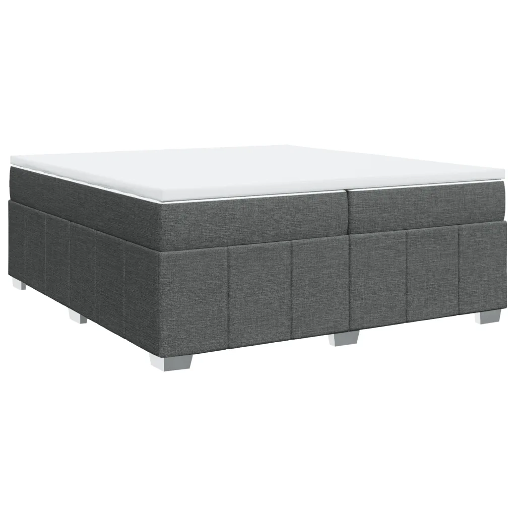 Giroletto a Molle con Materasso Grigio Scuro 200x200 cm Tessuto