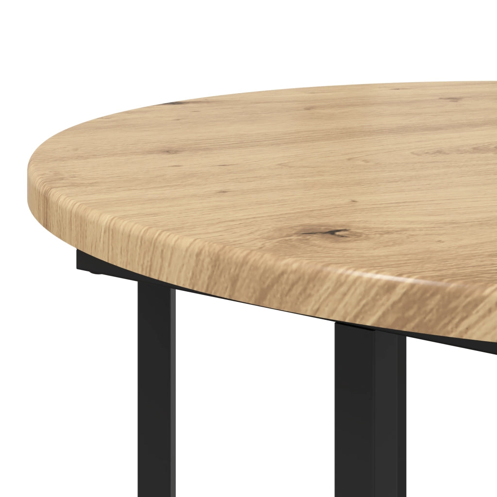 Set di 2 Tavolini in Legno ingegnerizzato Rovere e Metallo