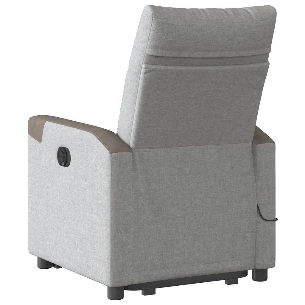 vidaXL Poltrona Alzapersona Massaggi Reclinabile Grigio Nuvola Tessuto