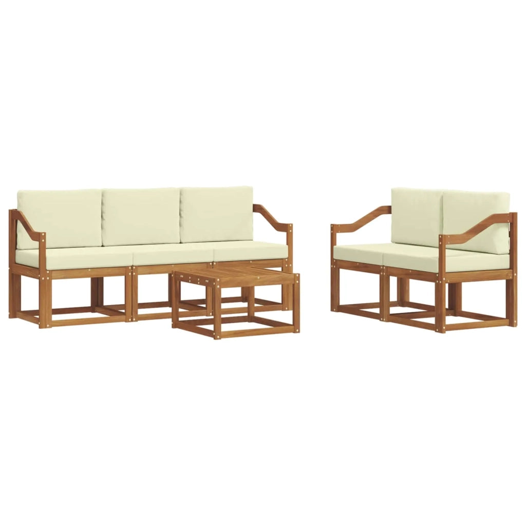 Set di divani da esterno con cuscino 6 pcs Naturale e Crema