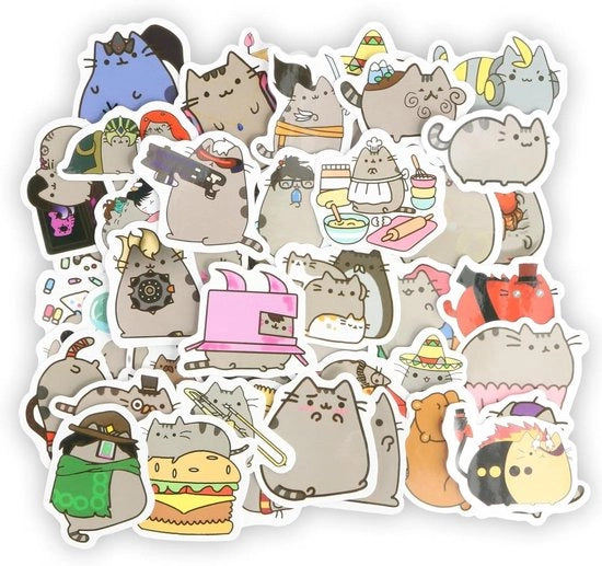 Set di adesivi per gatti Allettante Plus con 100 adesivi cartoon carini per decorazione | Adesivi per gatti cartoon resistenti all'acqua per bottiglie di acqua, skateboard, chitarra, bagaglio, quaderno di appunti, bicicletta