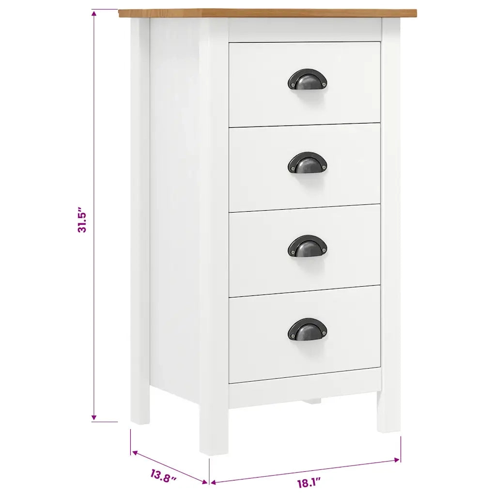 Credenza Hill Bianca 46x35x80 cm in Legno Massello di Pino 288914