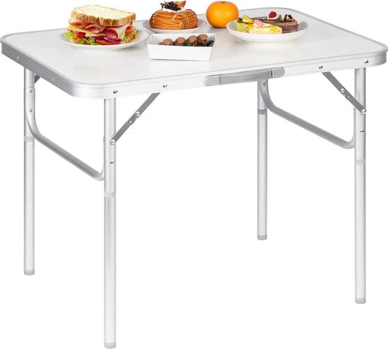 Tavolo da picnic tavolo da balcone con superficie in MDF e struttura in alluminio - alta regolabile