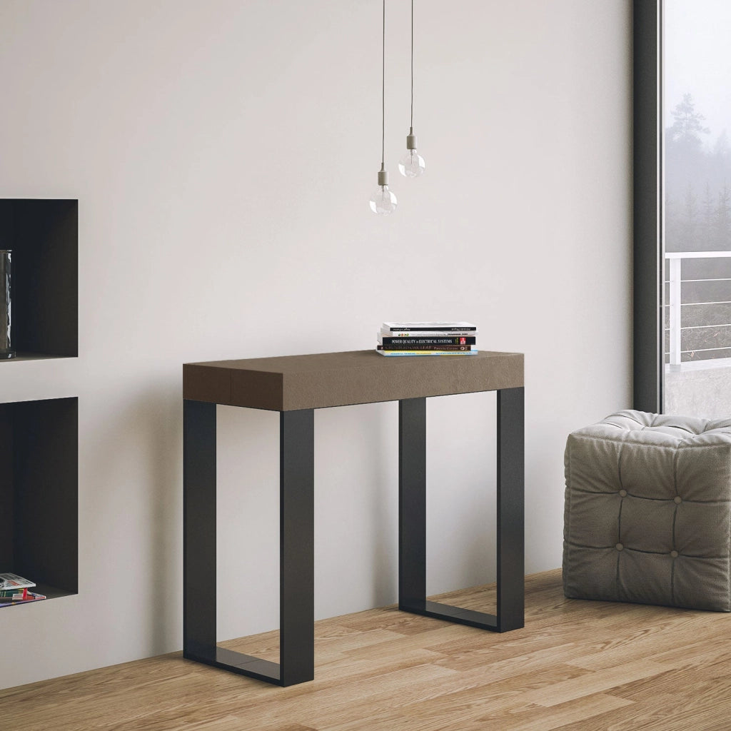 Consolle Allungabile 90-300x40x77 cm Tecno Tortora Telaio Antracite