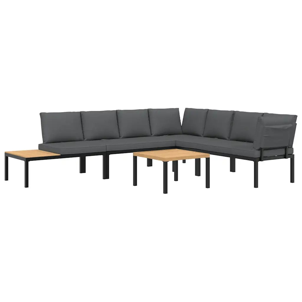Set Divani da Giardino 5 pz con Cuscini in Alluminio Nero