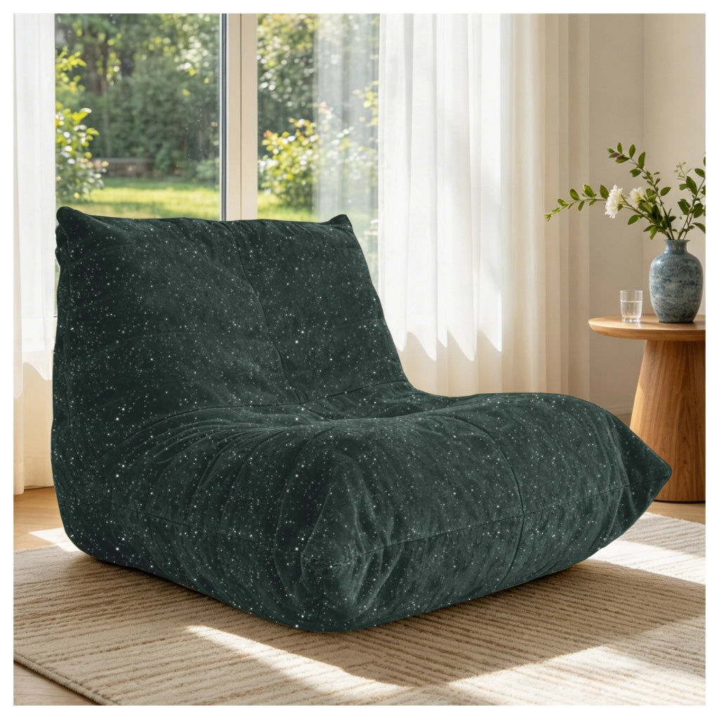 Poltrona pouf relax ergonomica in flanella con imbottitura morbida per soggiorno e camera verde