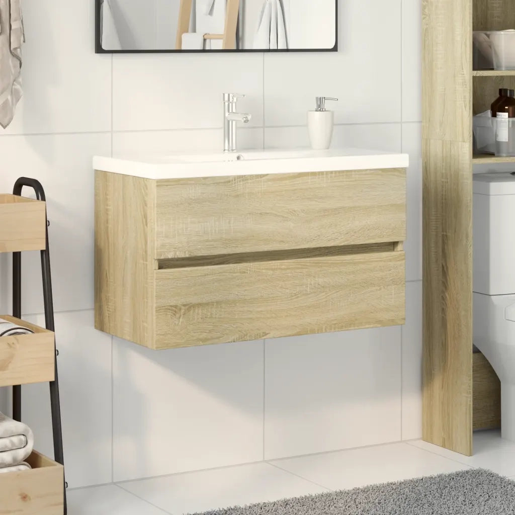 vidaXL Set Mobili da Bagno 2 pz in Ceramica e Legno Multistrato