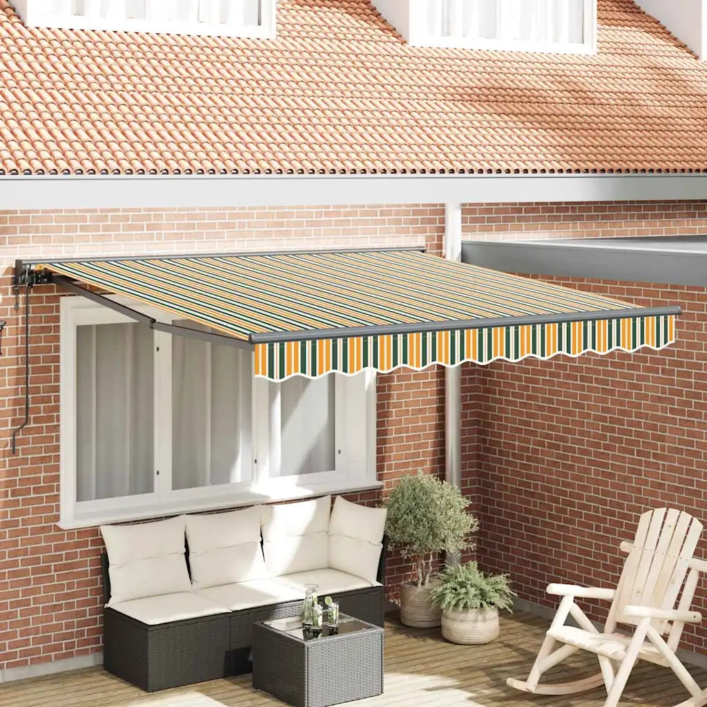 vidaXL Tenda Retrattile Verde e Giallo 350x250 cm Tessuto