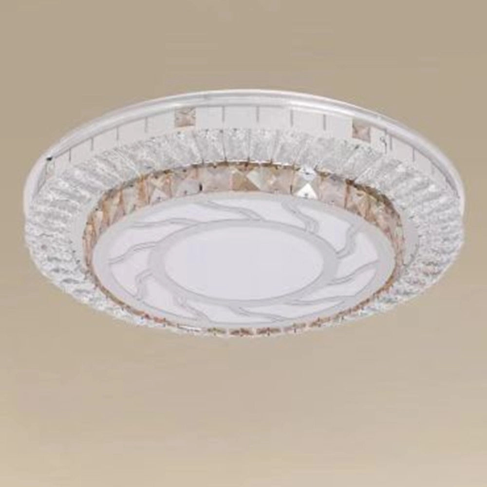 Trade Shop - Plafoniera Soffitto 65w ø50cm Led Design A Strati Cristalli Vortice Luce Fredda 27683 -