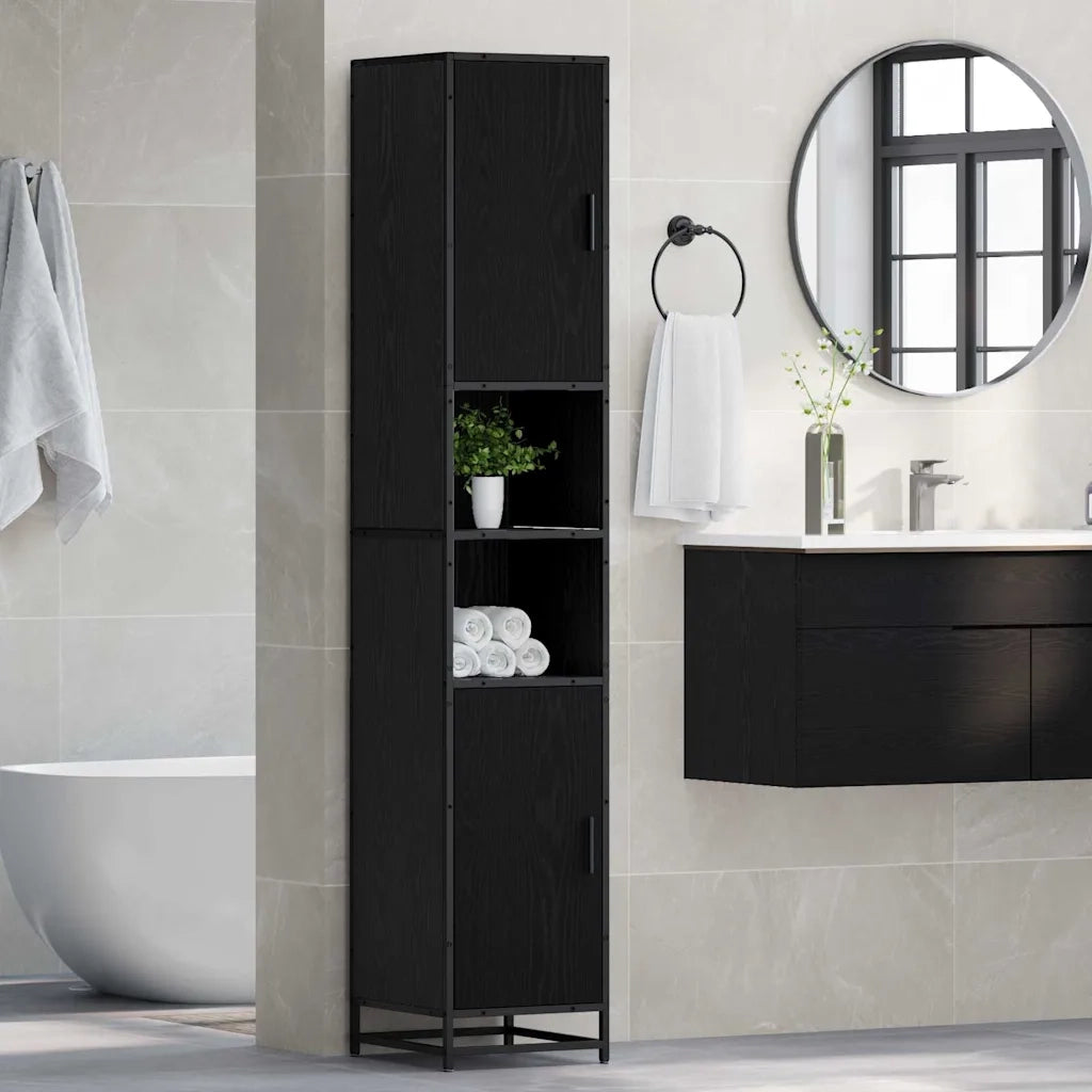 Set di mobili per il bagno Rovere Nero 35 x 37,5 x 188,5 cm