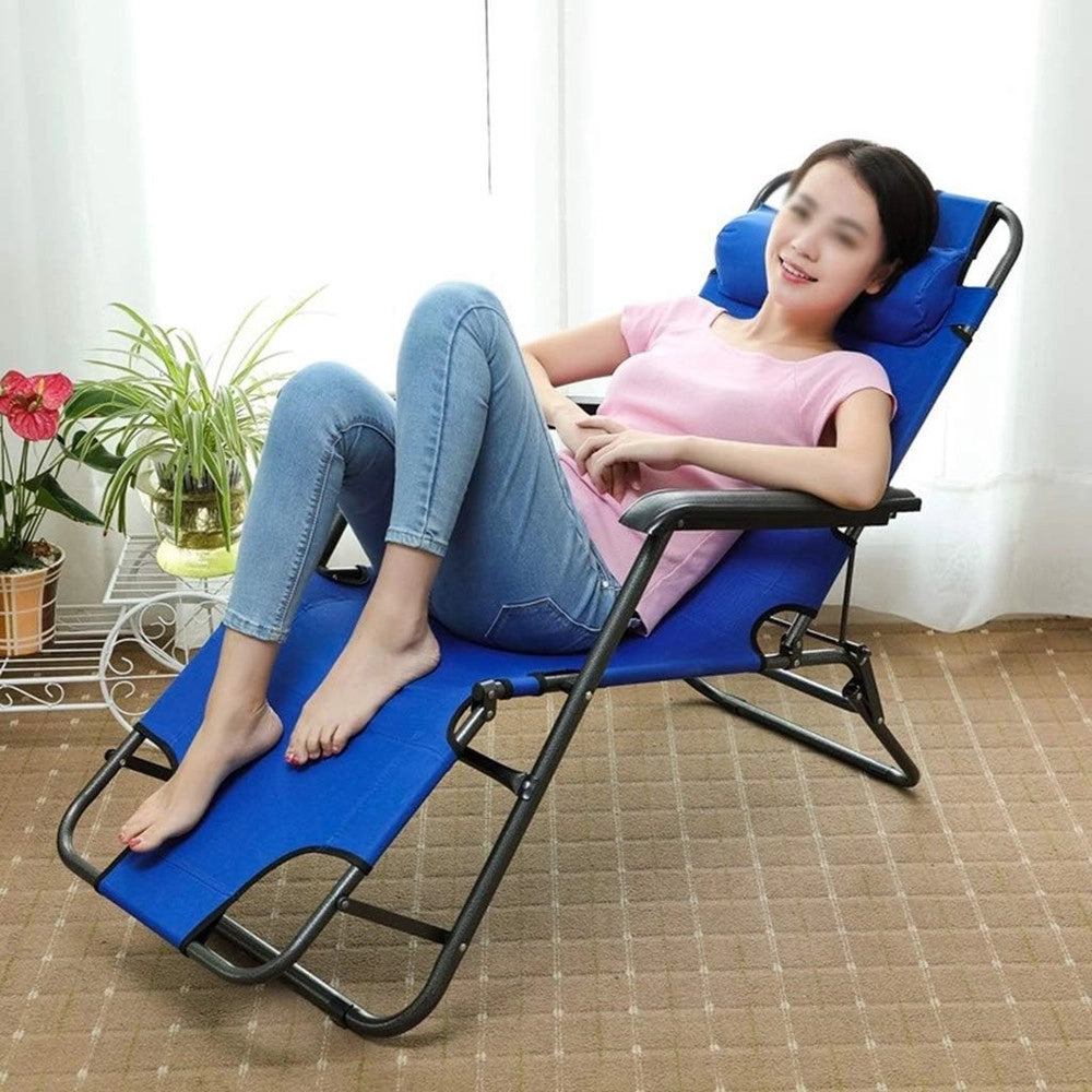 Trade Shop - Sdraio Blu Sedia Lettino Relax Prendisole Da Spiaggia Giardino Pieghevole 285001 -