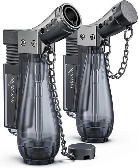 Aansteker Premium Turbo Jet con fiamma adattabile - chiusura a vento - riempimento con butano - accendino a fiammifero (senza gas)
