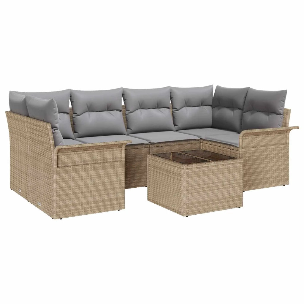 Set Divano da Giardino 7 pz 6-Numero di posti Beige e grigio 3353929