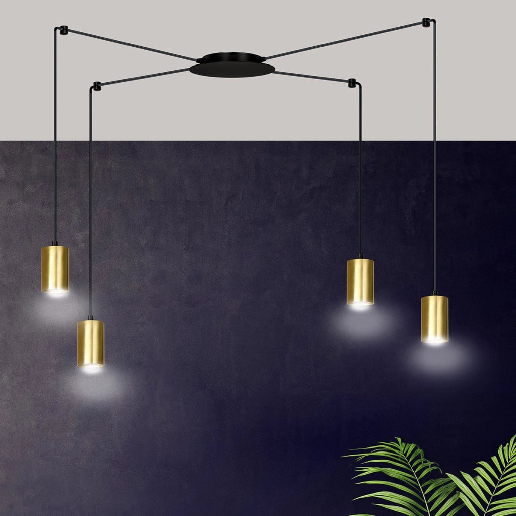 Lampada a sospensione TRAKER in acciaio nero e oro