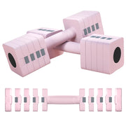 SET 2 MANUBRI PESI QUADRATI E ANTISCIVOLO DA 5 KG CON PIASTRE RIMOVIBILI, IN ACCIAIO E ABS, 32X9X9 CM, ROSA