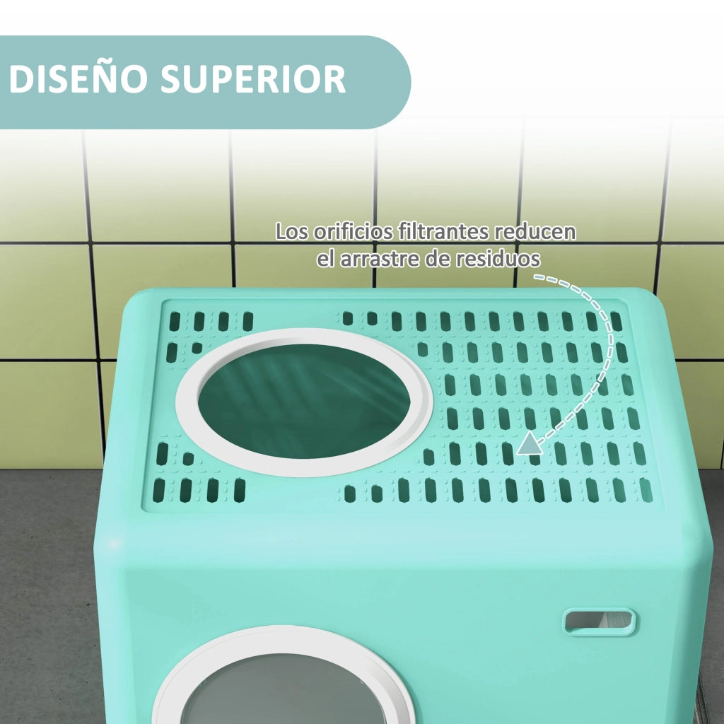 Arenero per Gatti con Vassoio Estraibile 2 Porte ¨C zephmum ¨C Verde 52x41x38,5 cm
