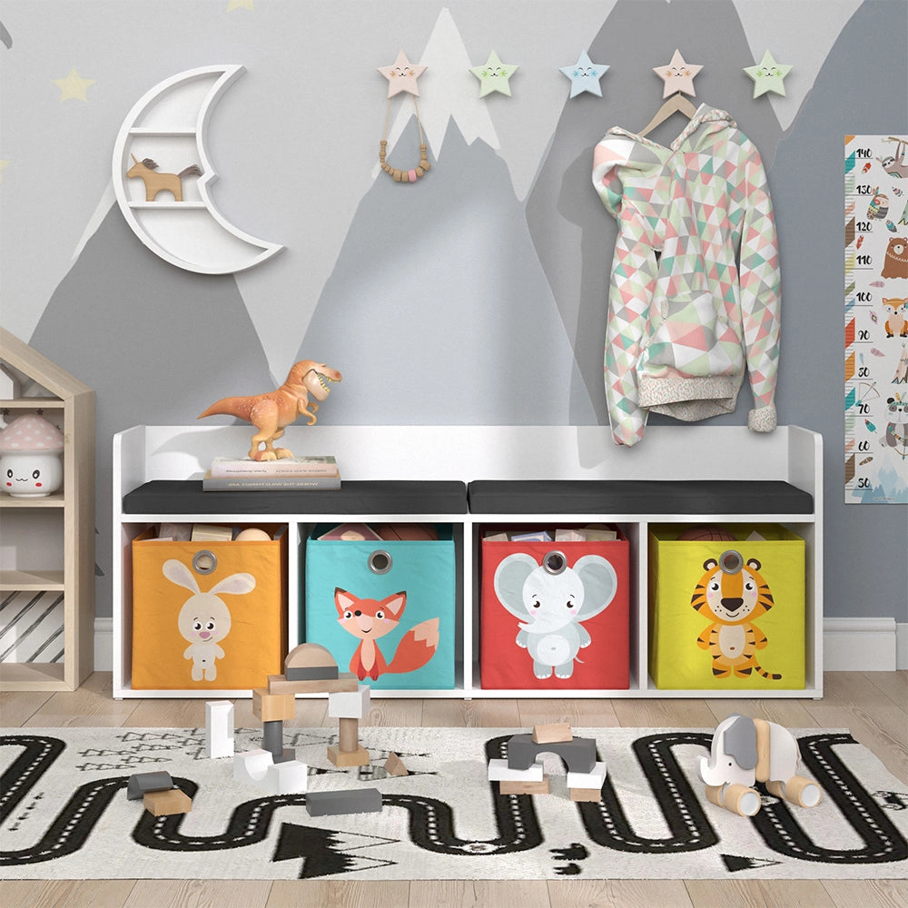 Vicco Scaffale per bambini Bianco 31.2 x 53.4 cm con 4 scatole pieghevoli opt.1