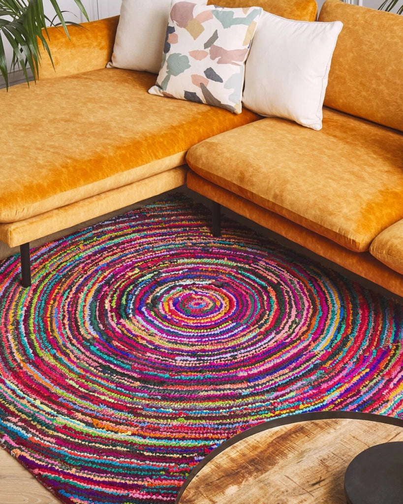 Tappeto Tessuto Multicolore con cotone 160 x 230 cm Rettangolare motivo astratto intrecciato a mano Boho