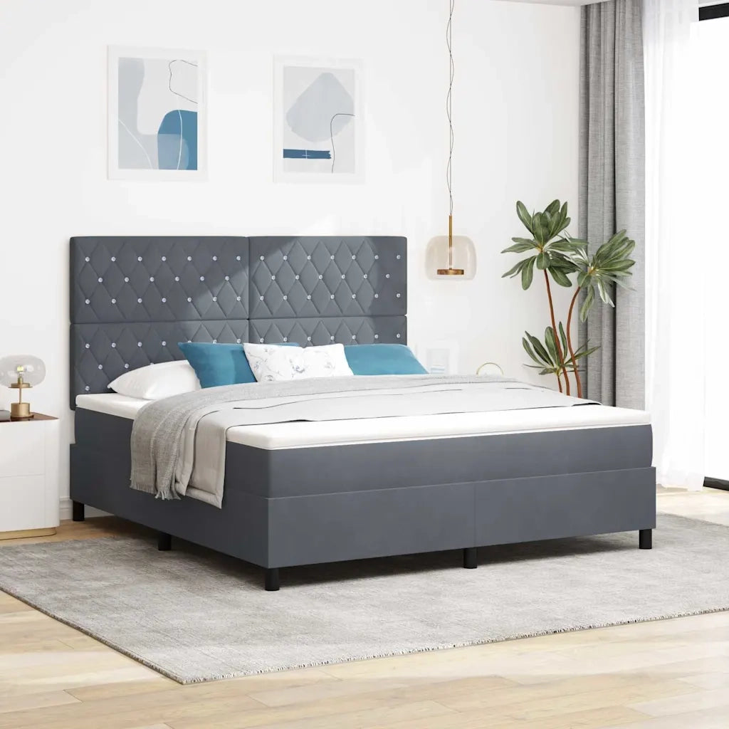 Letto a molle con materasso Grigio scuro 180 x 200 cm Velluto 3339783