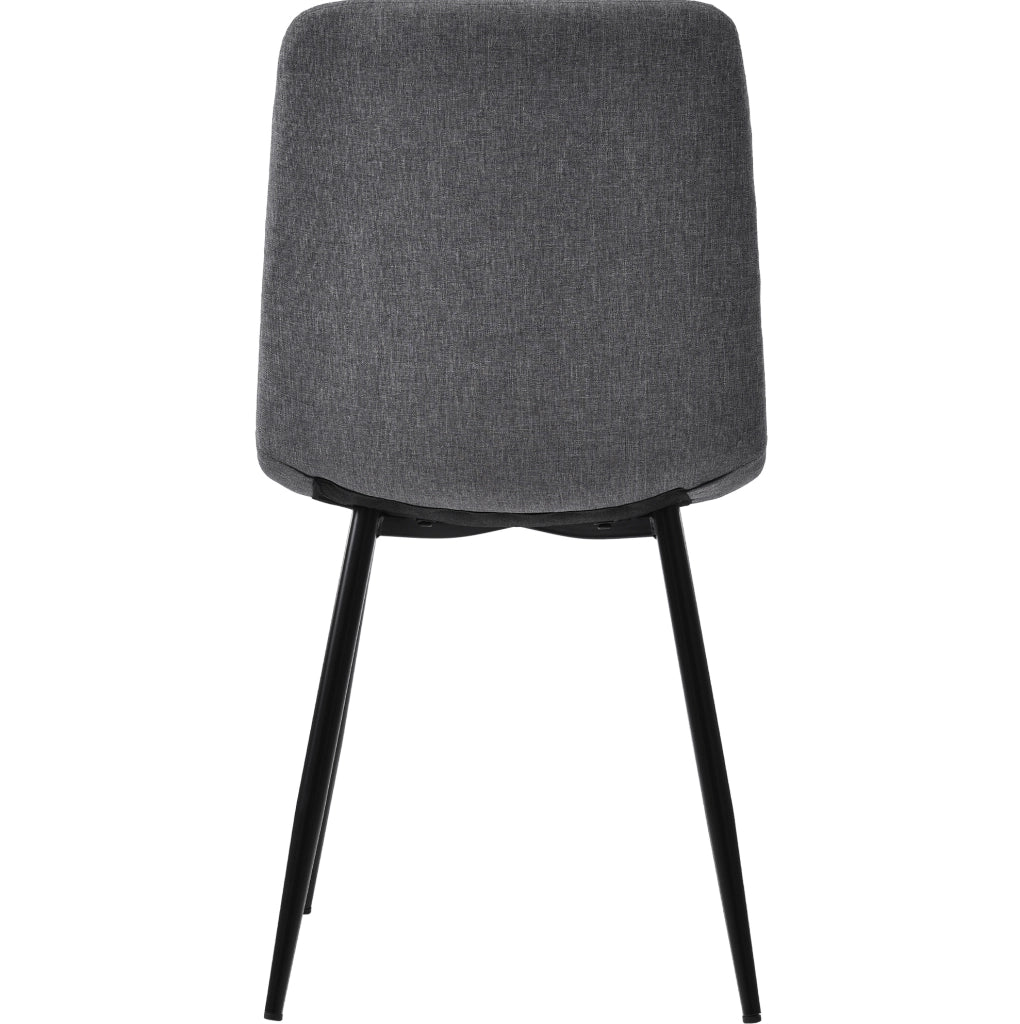 Set di 4 sedie da pranzo in lino grigio; seduta imbottita con struttura in metallo; 44x41x86 cm