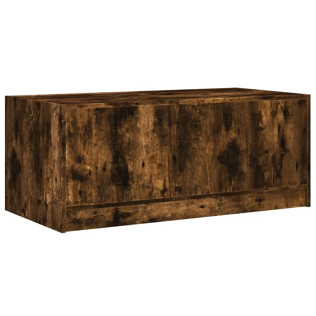 Tavolino da Salotto con Ante in Vetro-Tavolino da soggiorno Rovere Fumo 102x50x42 cm