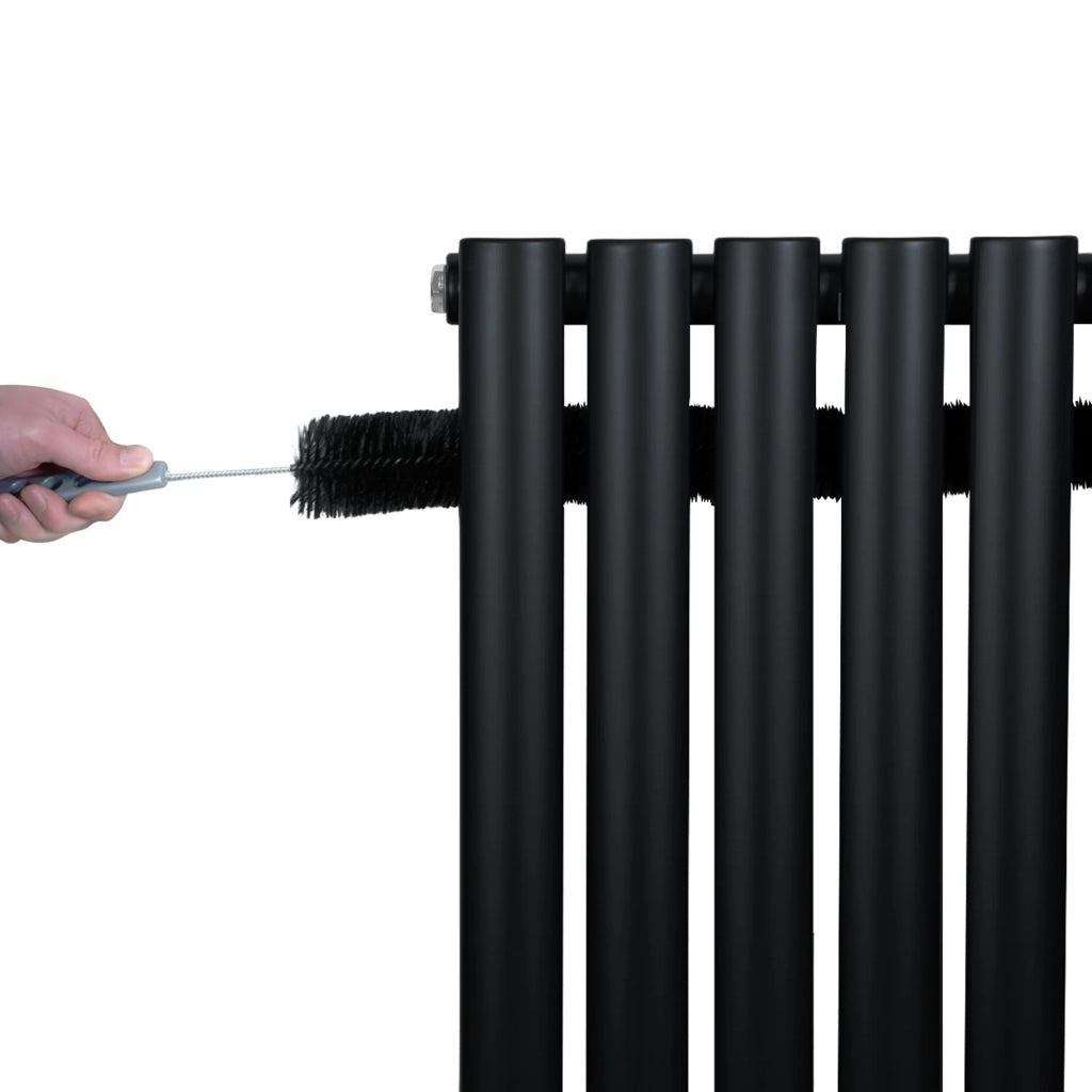 Radiatore Verticale Design Ovale Colonna Singola Nero 1600x360 mm