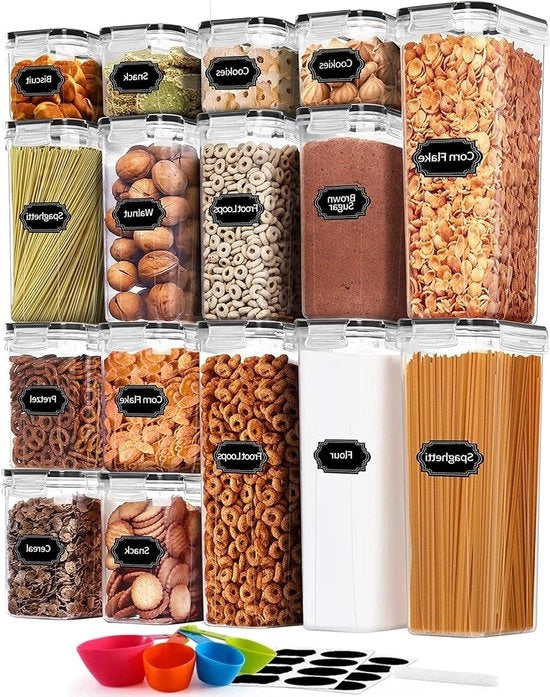 Set di contenitori a 16 pezzi con coperchi ermetici - Conservazione alimentare per dispensatore di riso in cucina