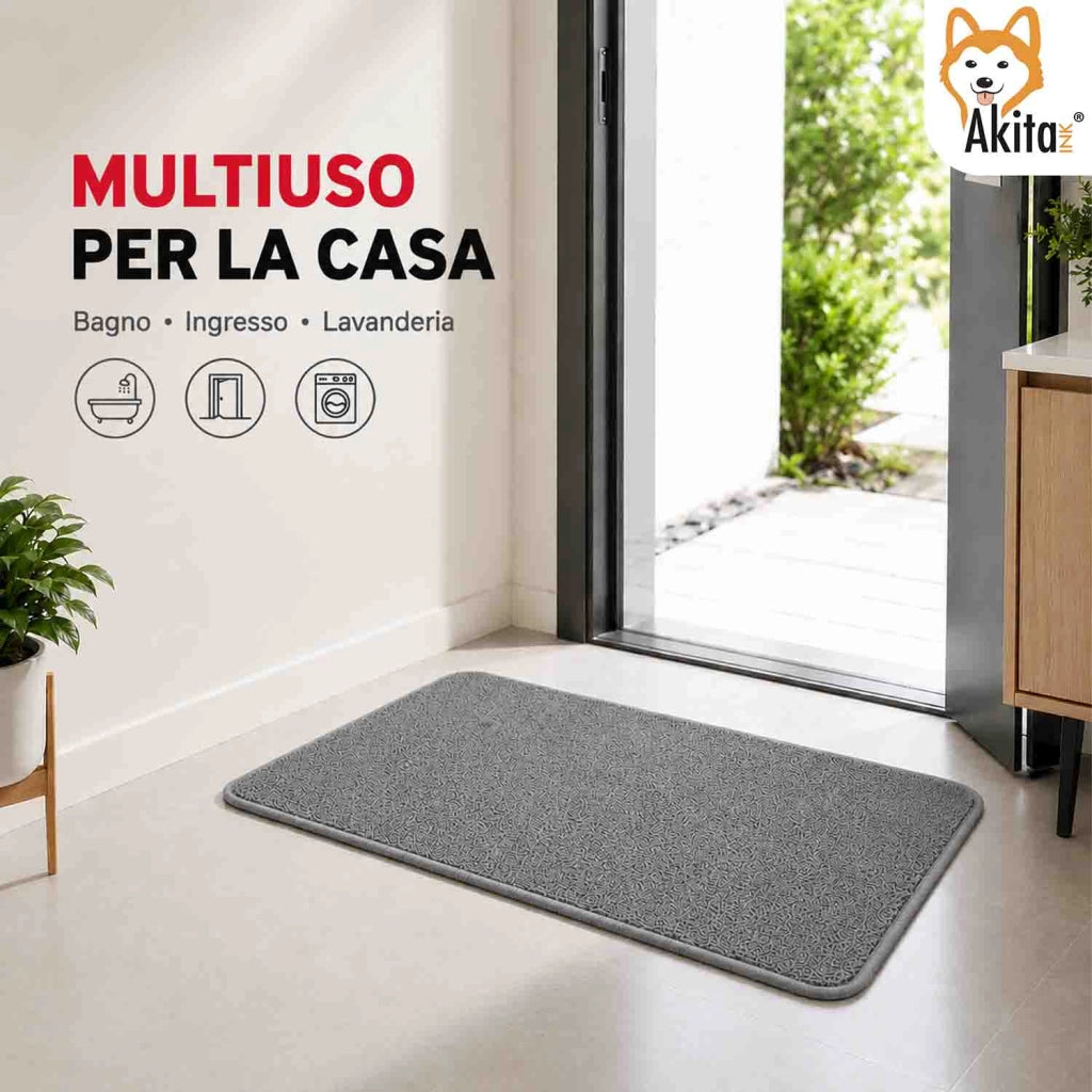 Akitaink Tappeto Multiuso in Microfibra 50x80 cm Grigio