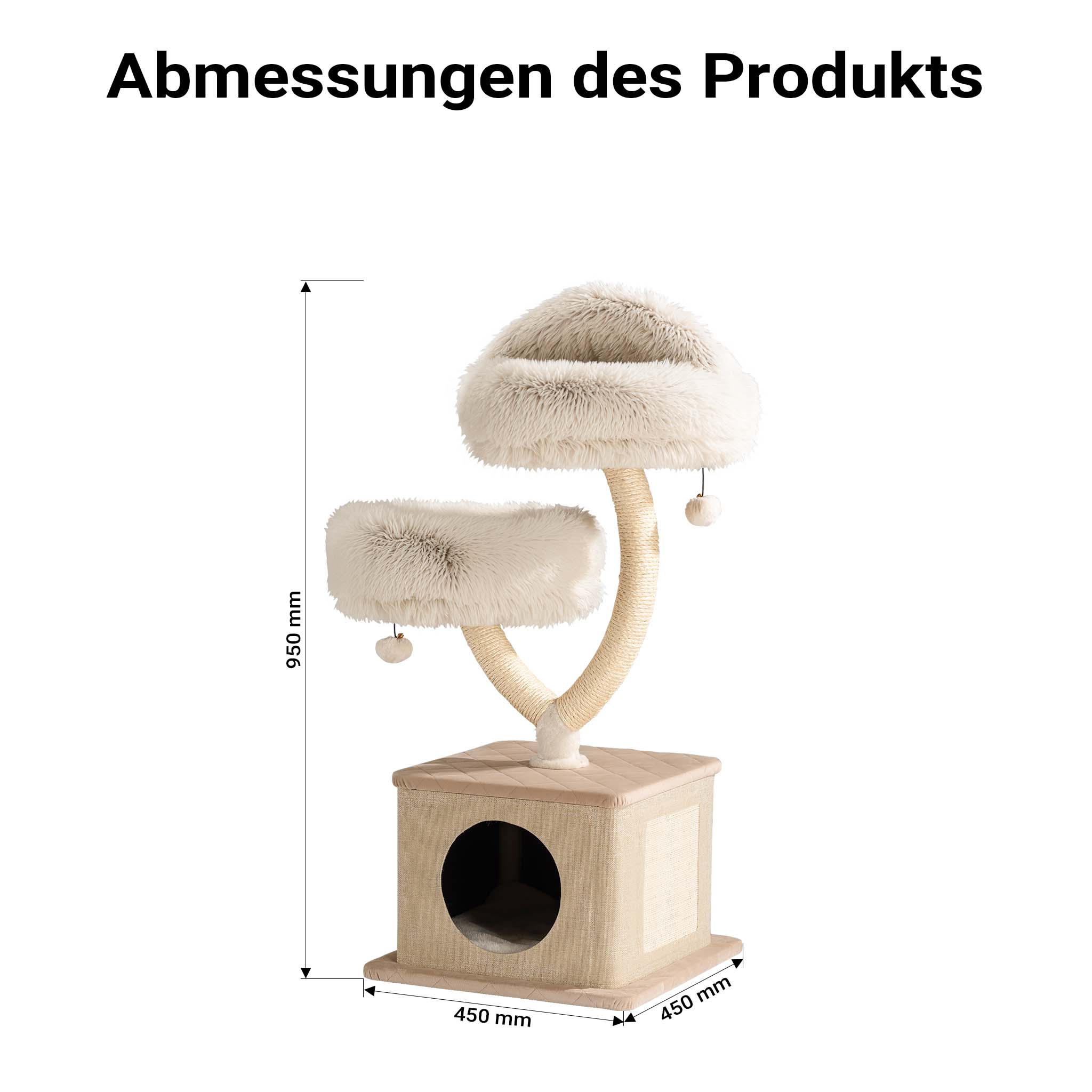 Fudajo Albero tiragraffi con design a rami 95 cm con casetta nicchia e sisal