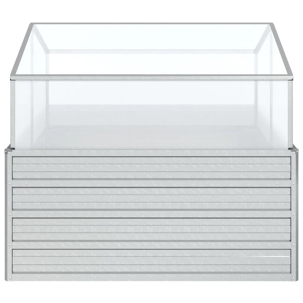 Letto Rialzato da Giardino con Serra 100x100x85 cm Argento cod mxl 60199